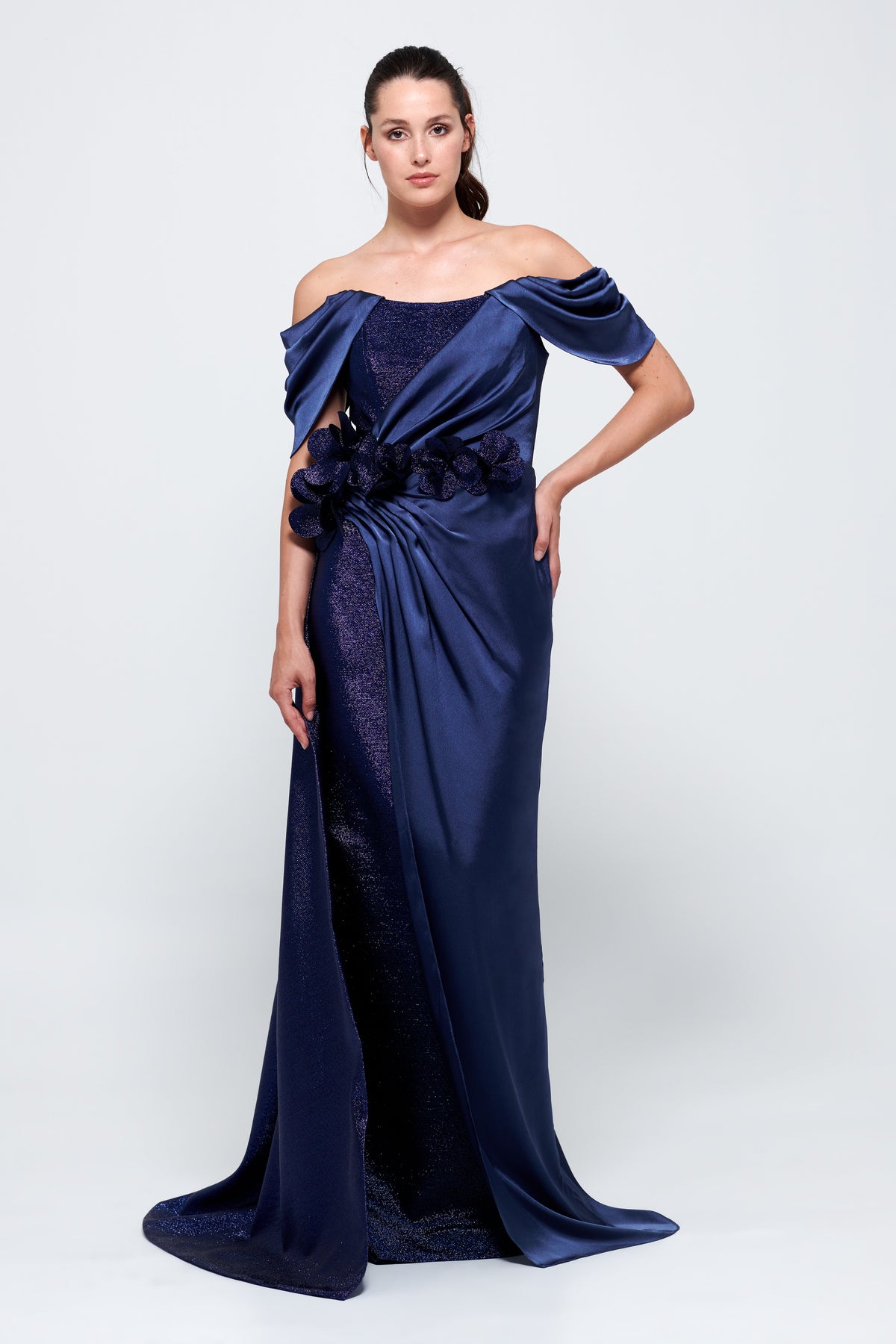 Satin Silk Navy Long Dress