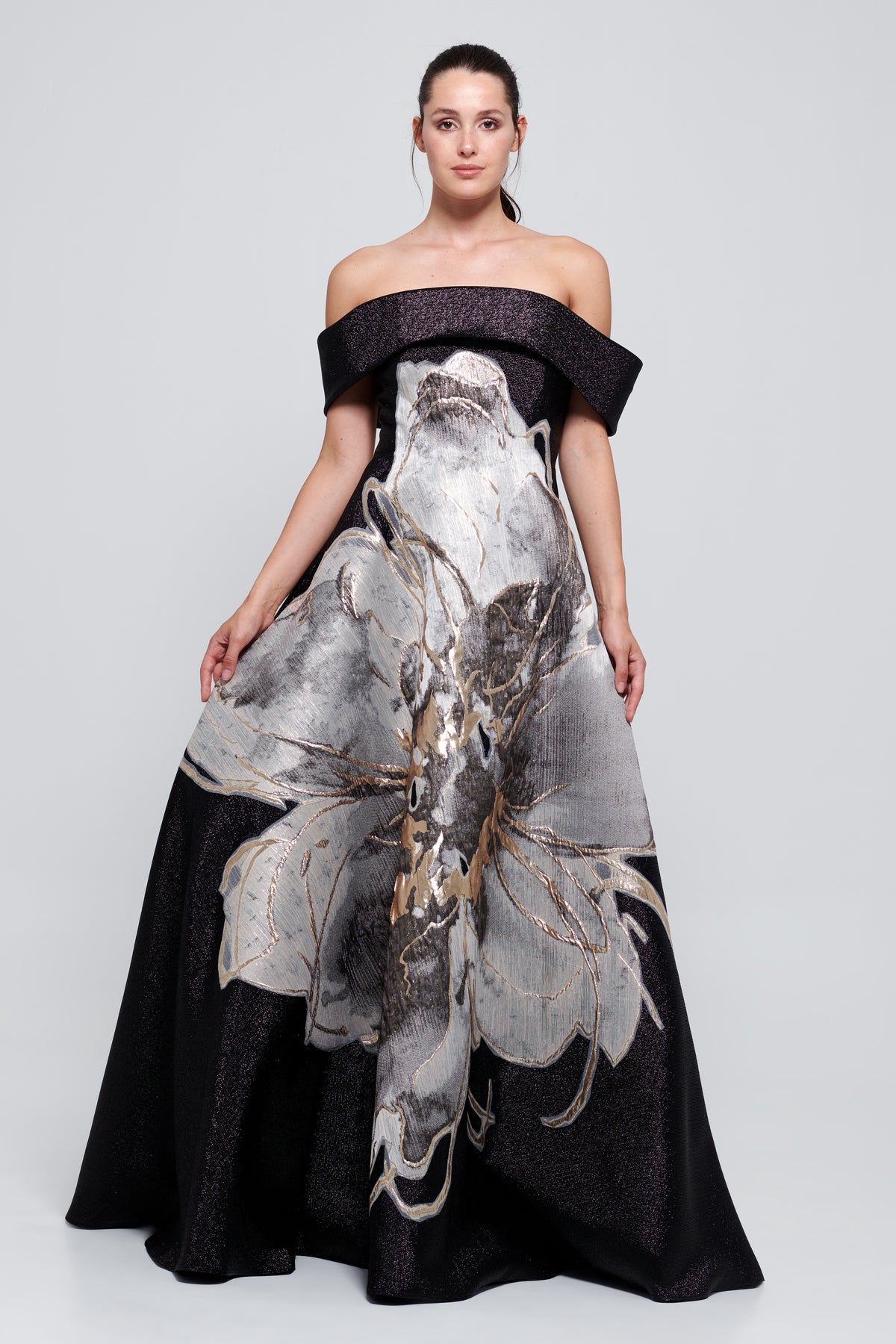 Off-The-Shoulder Black Gown