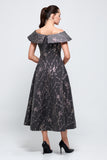 Floral Jacquard Tea-Length Dress