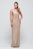 One Sleeve Long Gold Gown John Paul Ataker One Sleeve Long Gold Gown John Paul Ataker