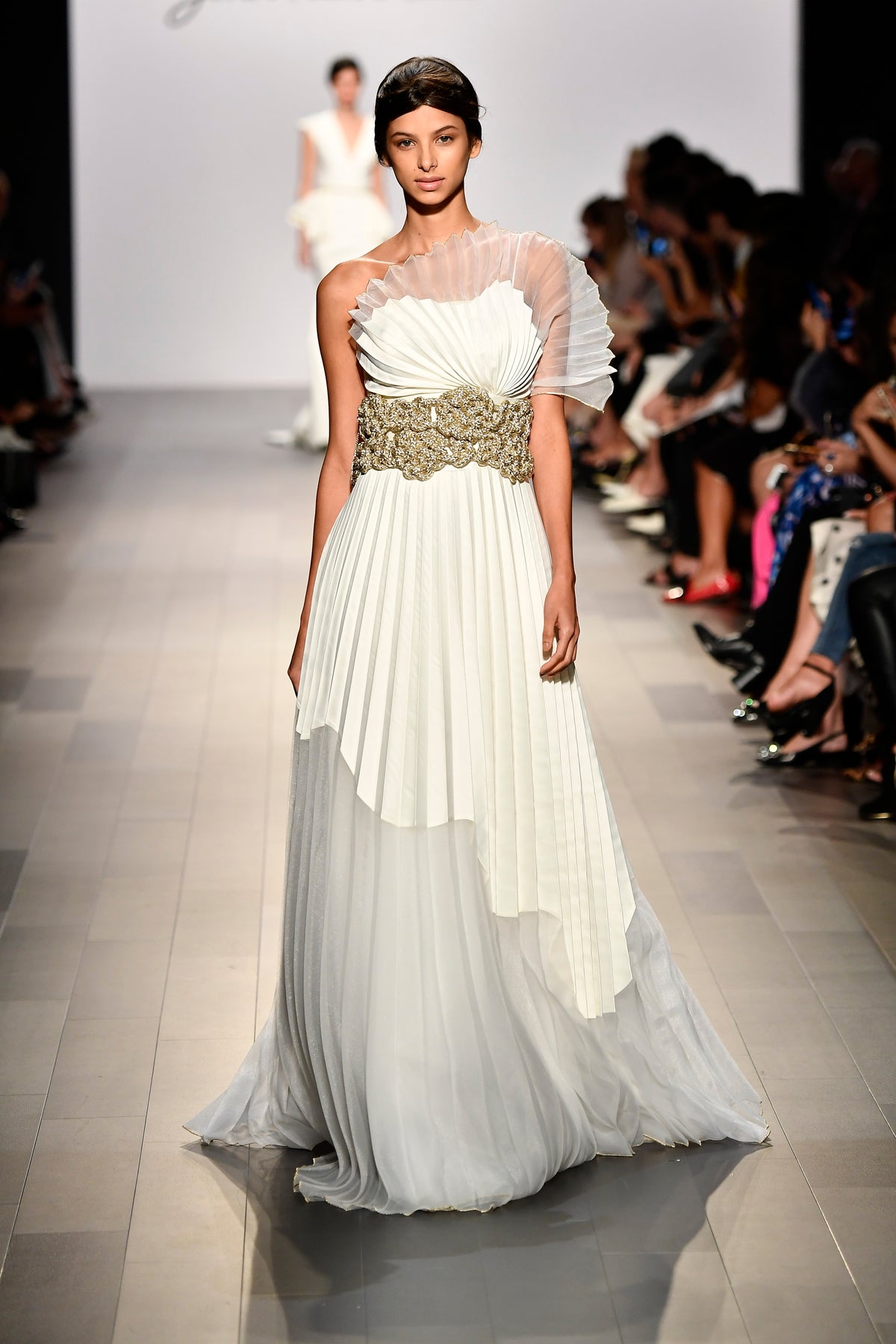 Organza and Taffeta Pleated Long Dress