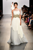 Organza and Taffeta Pleated Long Dress