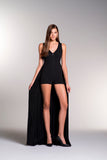 Ribbed Jumpsuit with Train