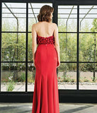 Tone to tone 3d flower detailed faille strapless long dress - John Paul Ataker