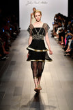 Metallic Cord Detailed Faille and Organza Long Dress