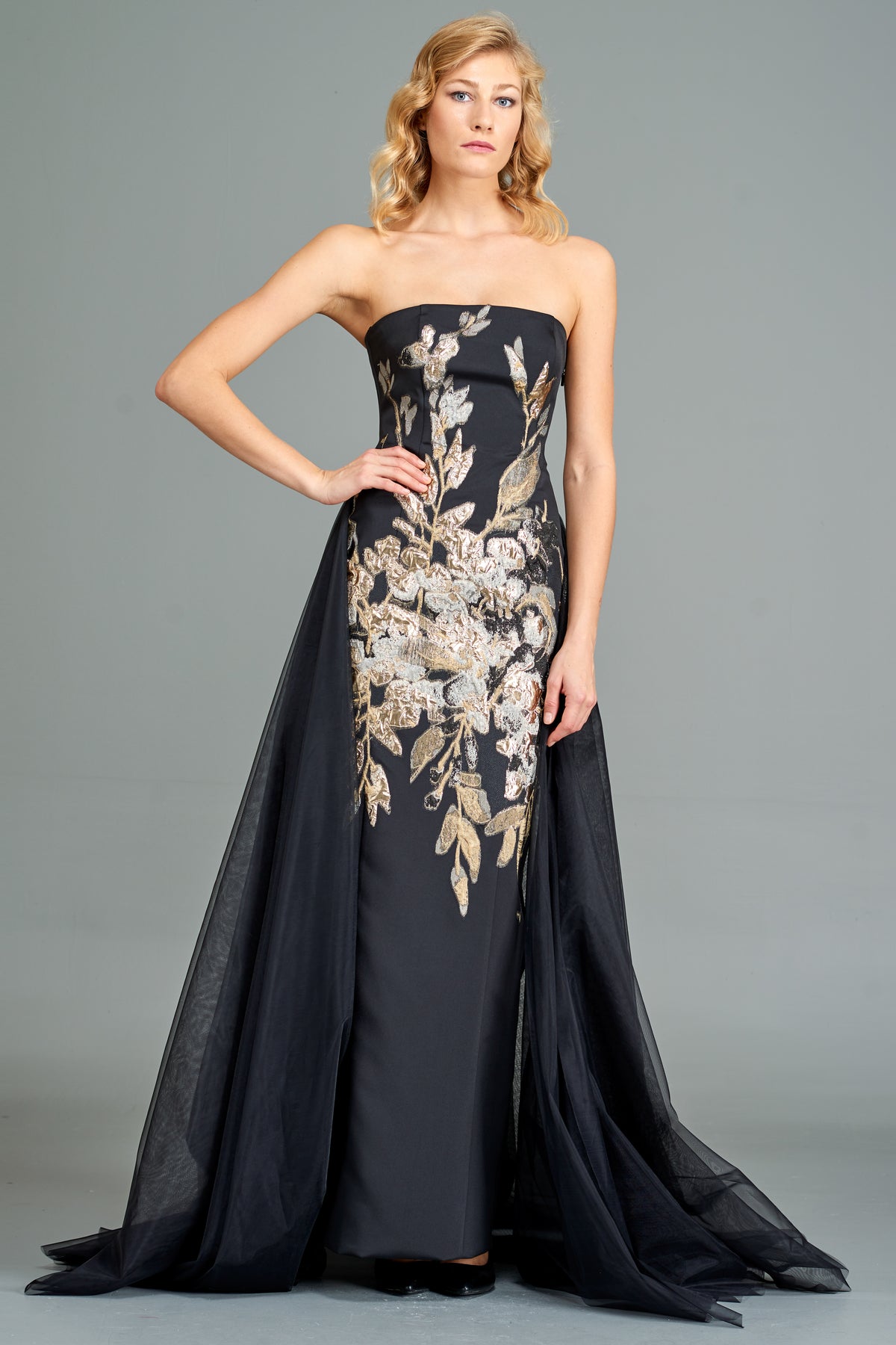Structured Floral Jacquard Gown – John Paul Ataker