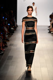 Metallic Cord Detailed Pleated Organza Long Dress