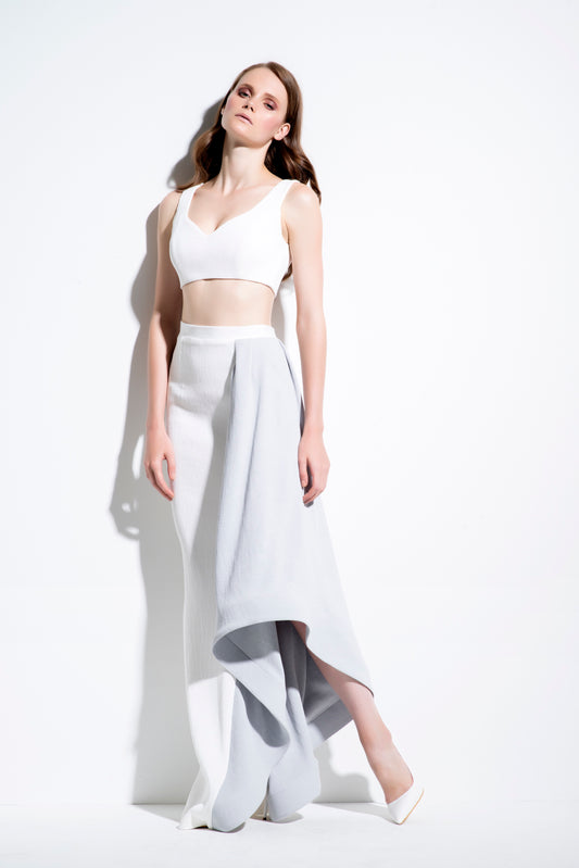 Jacquard Crop Top and Asymmetric Skirt