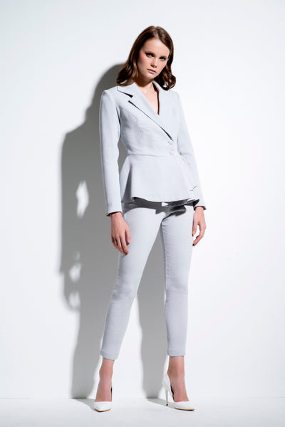 POMME d'amour peplum frill jacket グレー peplum frill jacket – ROUGE by POMME d'amour