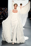 Gathered Mesh Cape Viscose Mermaid Dress