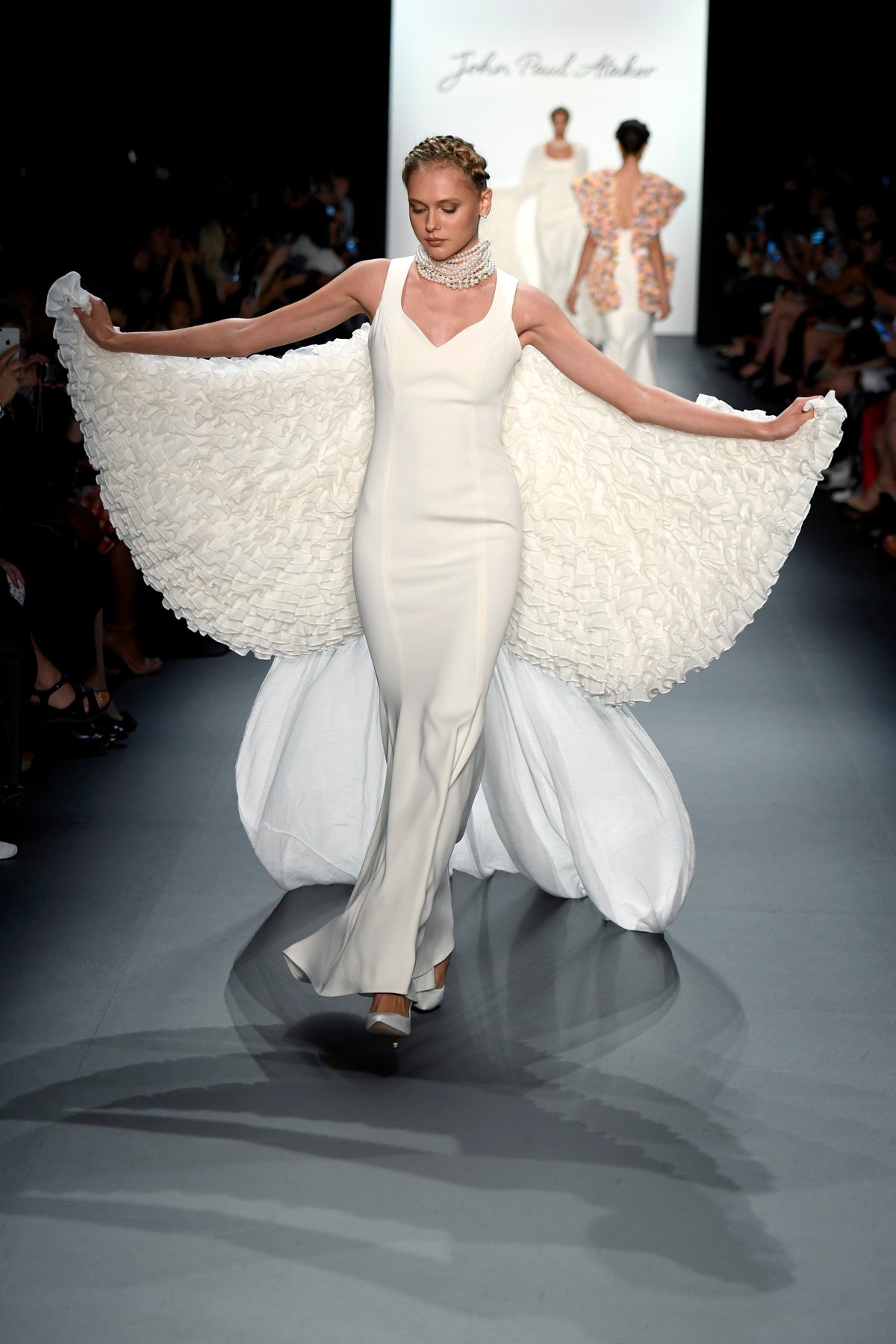 Gathered Mesh Wing Viscose Dress