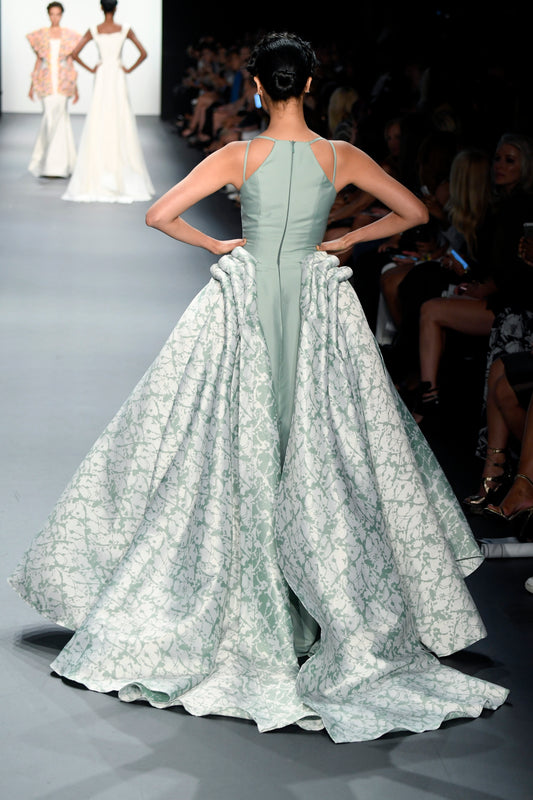 Draped Taffeta Gown