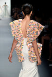 3D Flower Detailed Taffeta Mermaid Dress