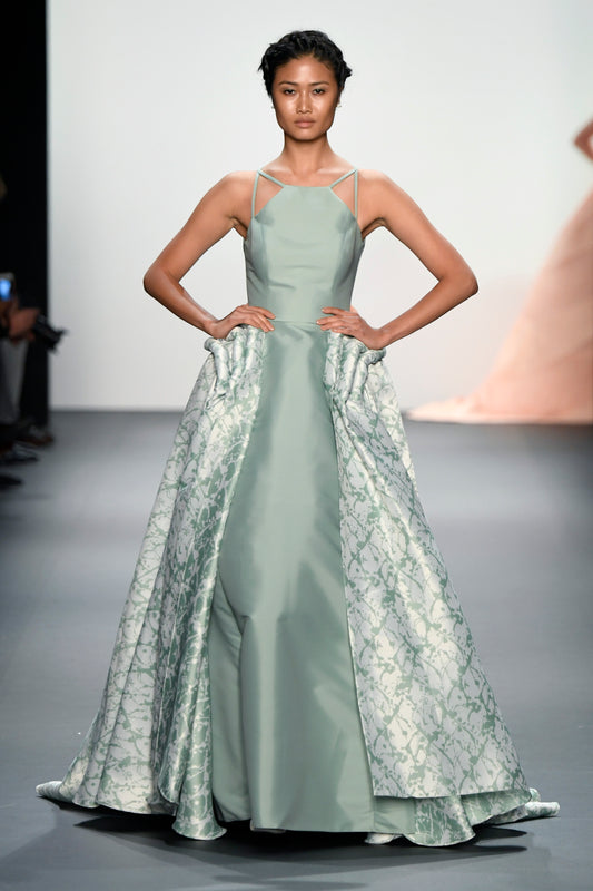 Draped Taffeta Gown