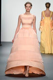 Taffeta and Mesh Paneled Gown