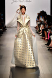 Laser-Cut Metallic Jacquard and Organza Jacket and Skirt