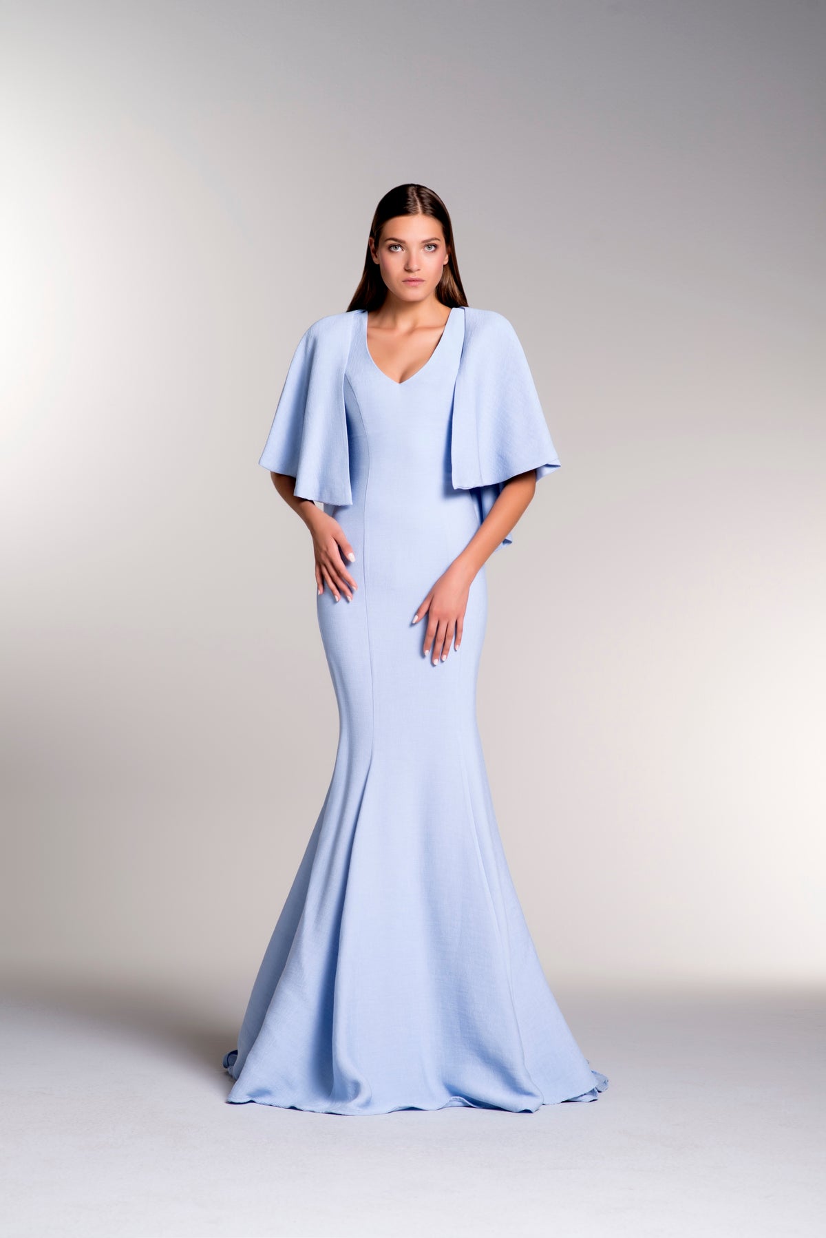 Cape Sleeve Jacquard Mermaid Dress John Paul Ataker Cape Sleeve Jacquard Mermaid Dress John Paul Ataker