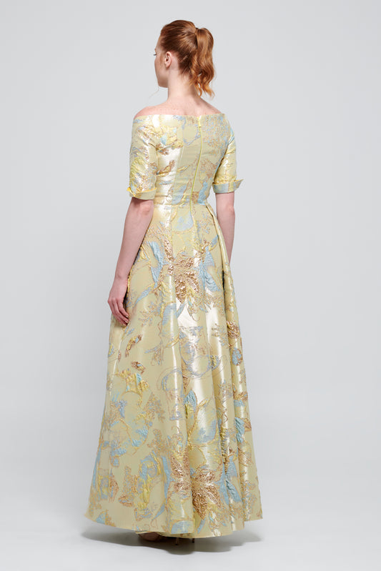 Off-The-Shoulder Neckline Fit and Flare Silhouette Long Dress