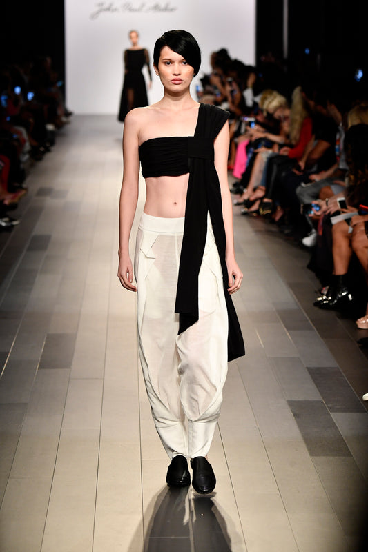 Draped Viscose Jacquard and Faille Crop Top and Pant