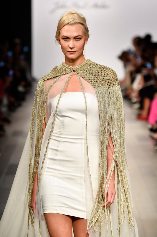 Metallic Hand Weaved Cord Detailed Organza Cape