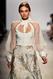 Metallic Burn-Out Organza Long Dress