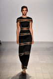 Metallic Cord Detailed Pleated Organza Long Dress