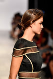 Metallic Cord Detailed Pleated Organza Long Dress