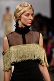 Metallic Fringe Detailed Faille Short Dress