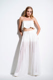 Ruffled Viscose Top and Mesh Pant