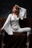 Ruffled Viscose Jacquard and Faille Jumpsuit with Organza Detail