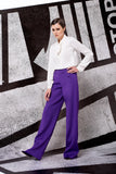 Bow-Tie Detailed Satin Top and Faille Straight-Leg Pant