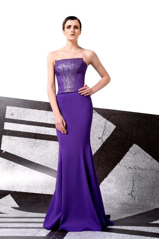 Leatherette and Faille Mermaid Dress