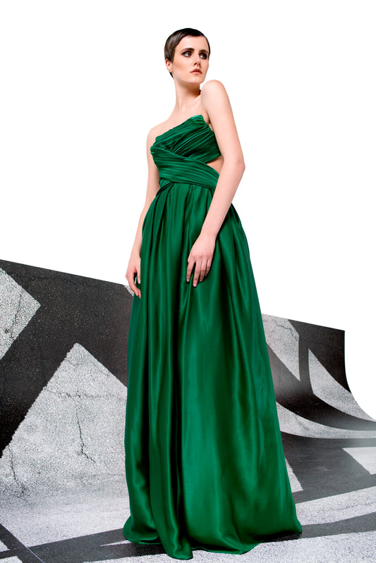 Draped Viscose Satin Gown