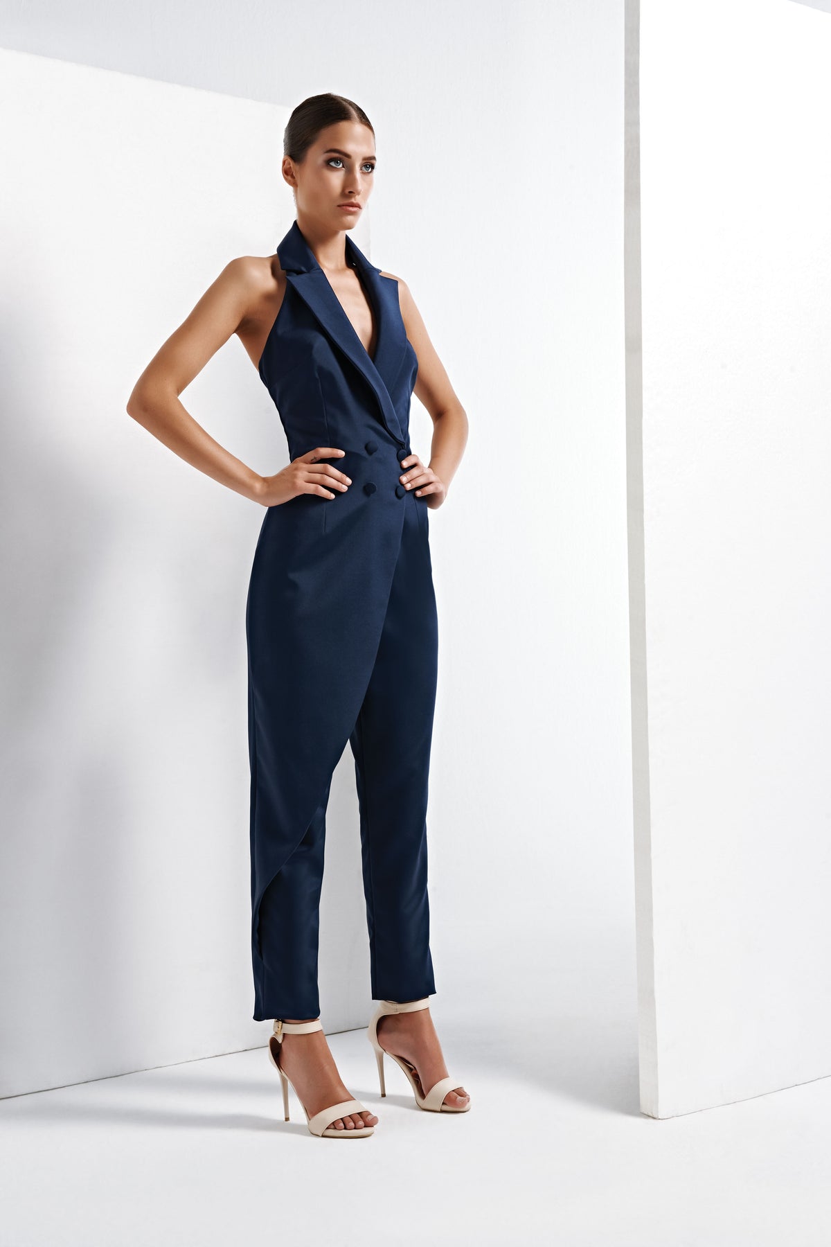 Double-Breasted Faille Jumpsuit