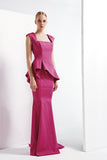 Structured Faille Peplum Mermaid Dress