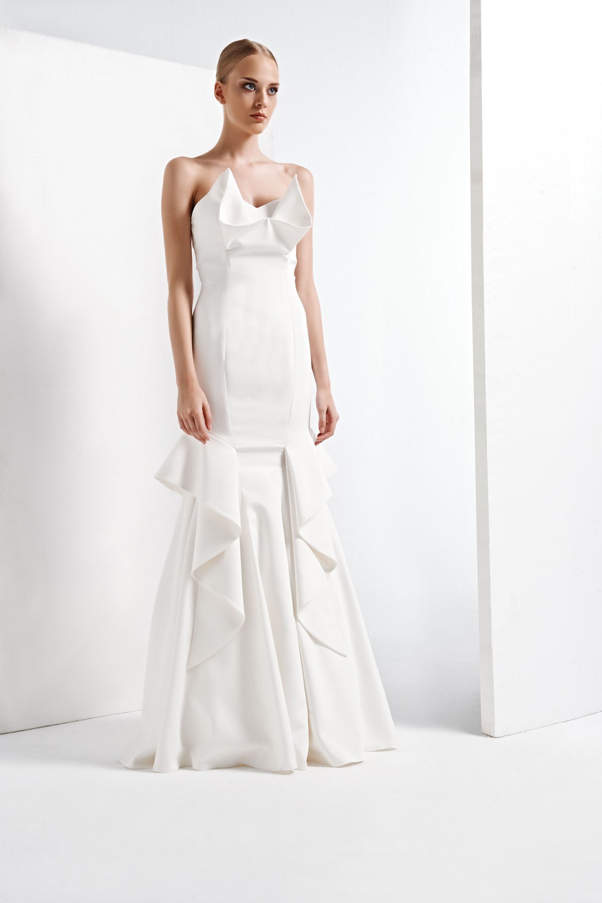Structured Ruffled Mermaid Dress