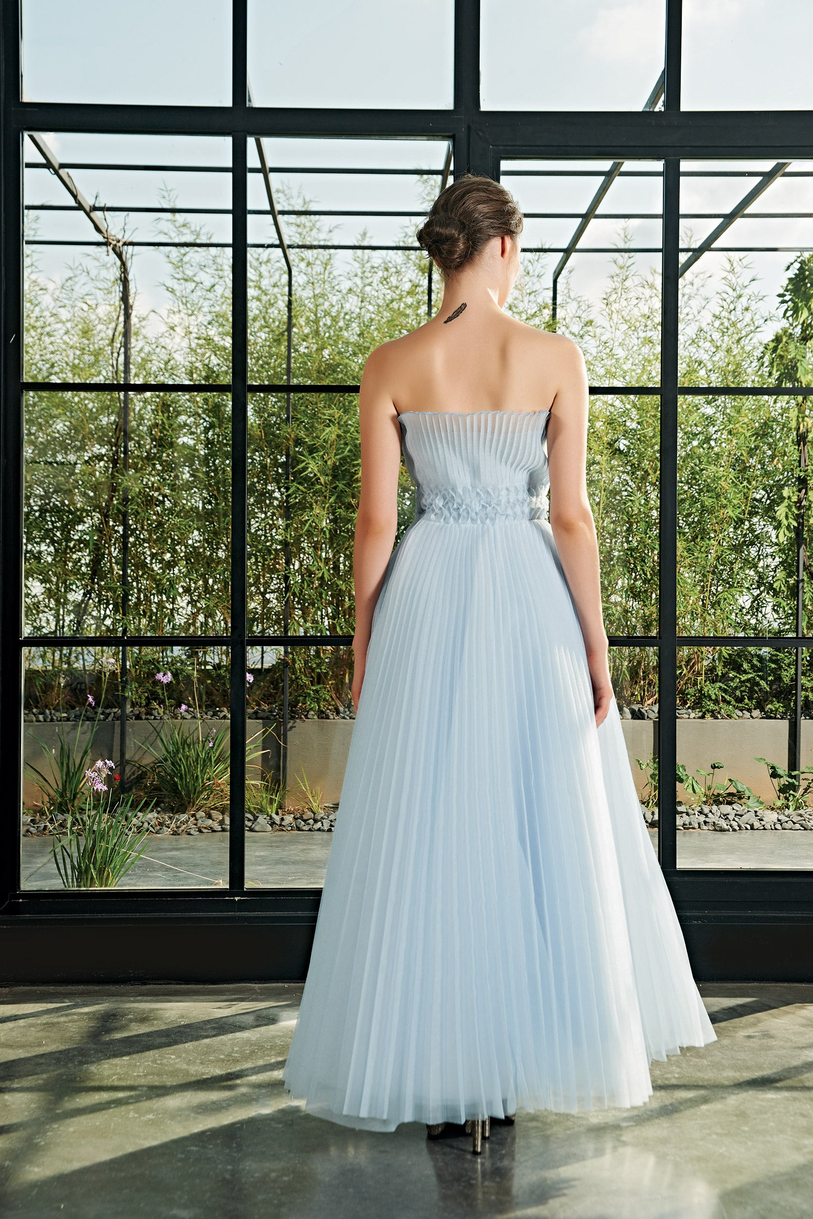 Pleated Organza Gown