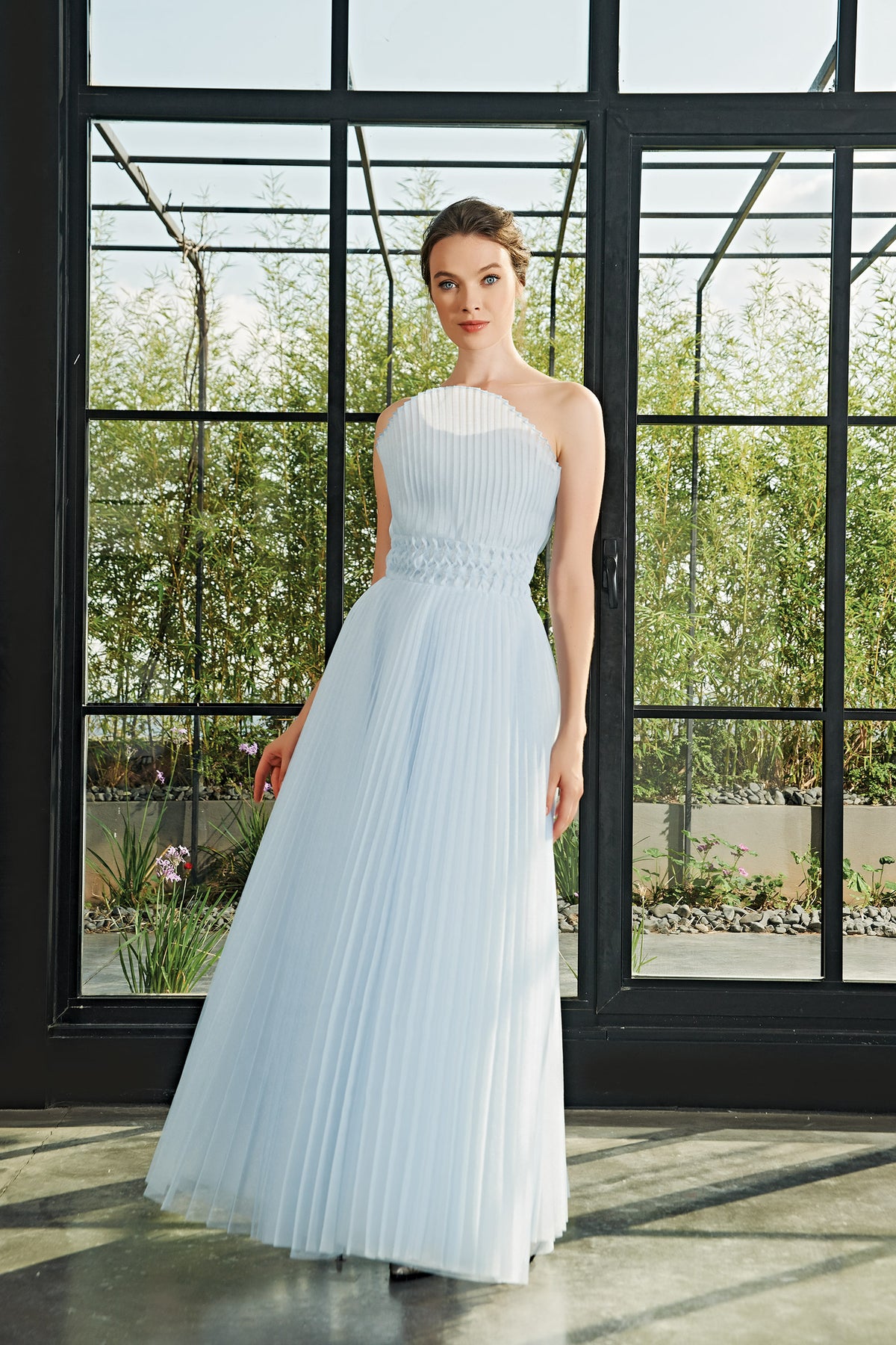 Pleated Organza Gown