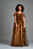 Draped organza and metallic satin gown - John Paul Ataker