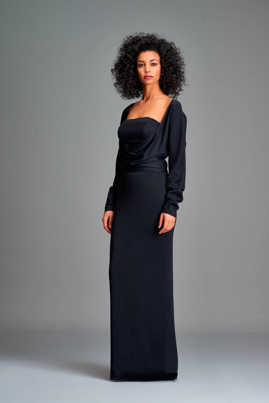 Draped double viscose long dress - John Paul Ataker
