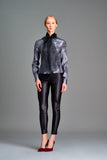 Stretch metallic fabric top with organza shawl - John Paul Ataker