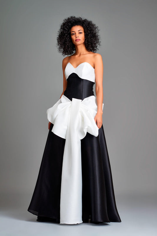 Bow detailed double-side taffeta gown - John Paul Ataker