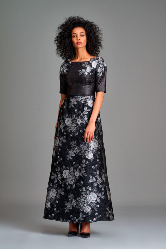 Layered organza and double-faced viscose long dress - John Paul Ataker