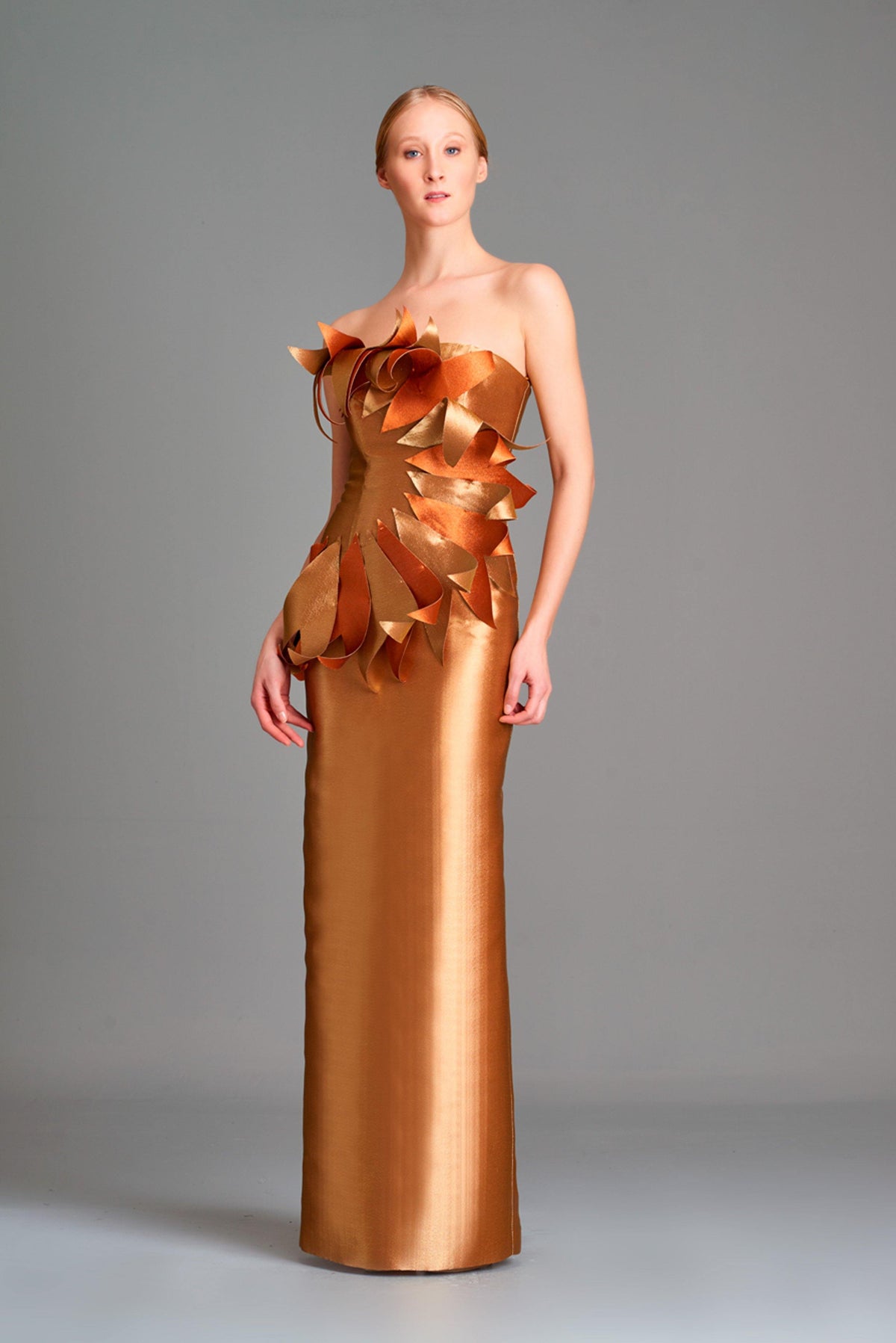 3d flower detailed double-side taffeta gown - John Paul Ataker