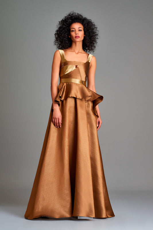 Paneled double-side taffeta gown - John Paul Ataker
