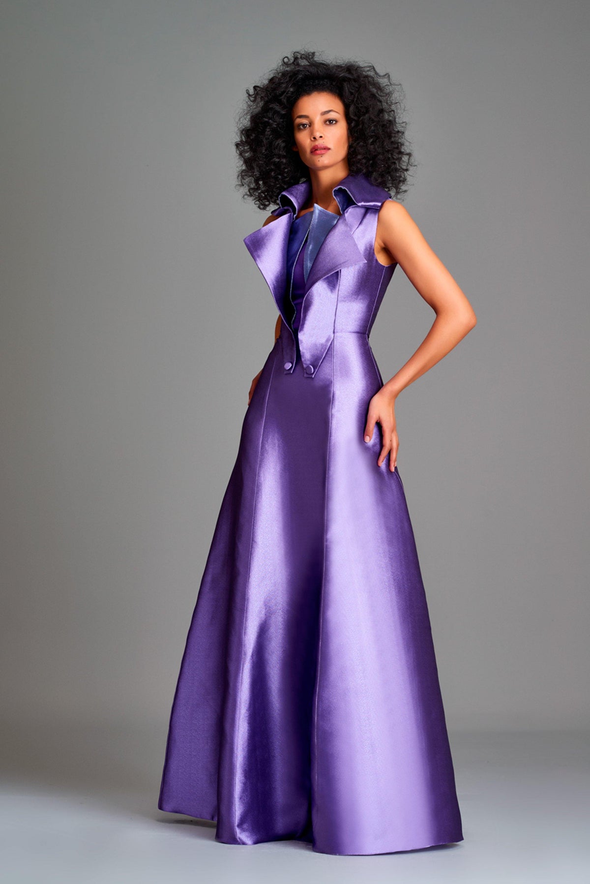 Structured double-side taffeta long dress - John Paul Ataker