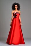 3D flower detailed two-tone long taffeta dress - John Paul Ataker