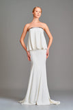 Draped double viscose and stretch metallic long dress - John Paul Ataker