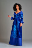 Multi fabric combined off-shoulder long dress - John Paul Ataker