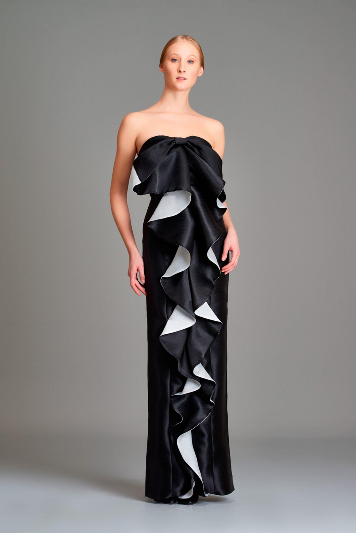 Double-side taffeta ruffled gown - John Paul Ataker
